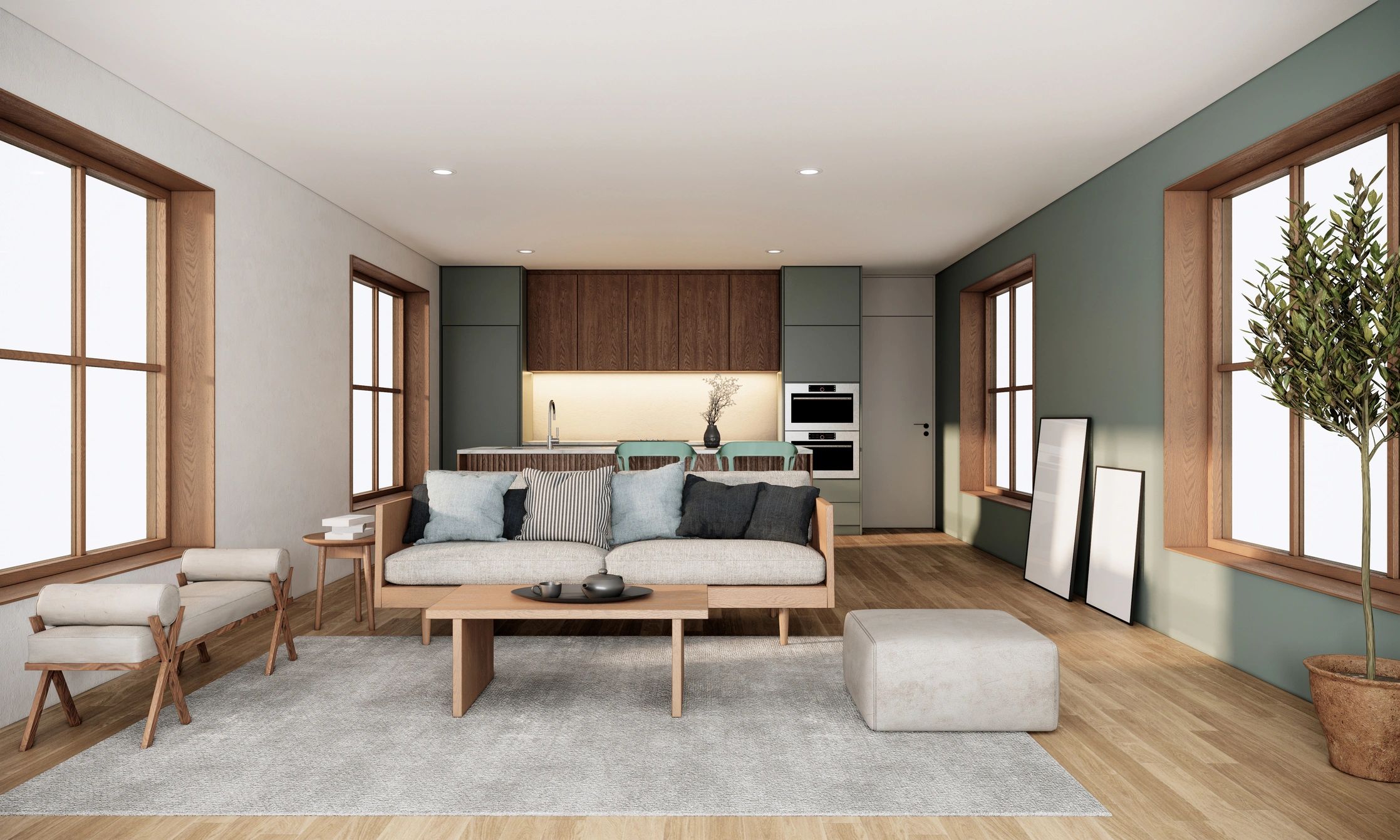 Wood furniture and clean interior styling inspiration