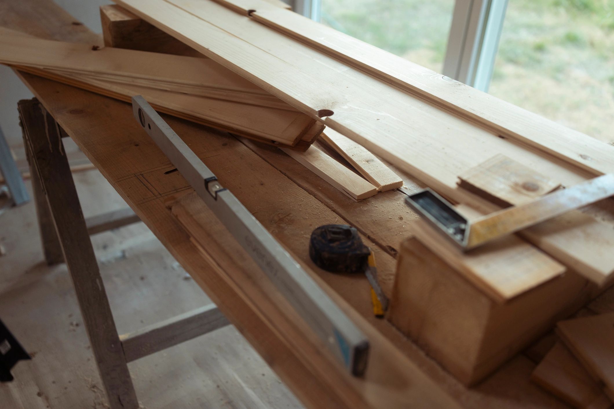 Workbench and tools representing custom furniture craftsmanship